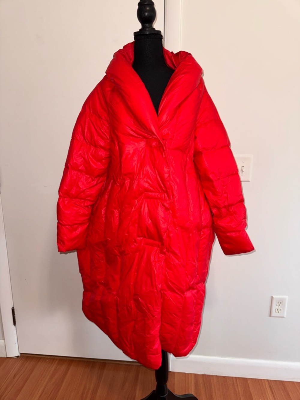 Red Oversized Puffer Coat - Women's Warm Winter Jacket